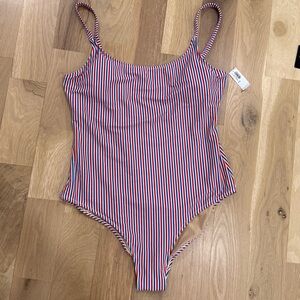 NWT Red, White & Blue Striped One-Piece Swimsuit Size XXL